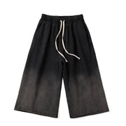 Korean Fashion Men Gradient Denim Shorts Wide Leg  Jorts Jeans Man Summer Streetwear Oversize Casual Baggy Jeans Shorts
