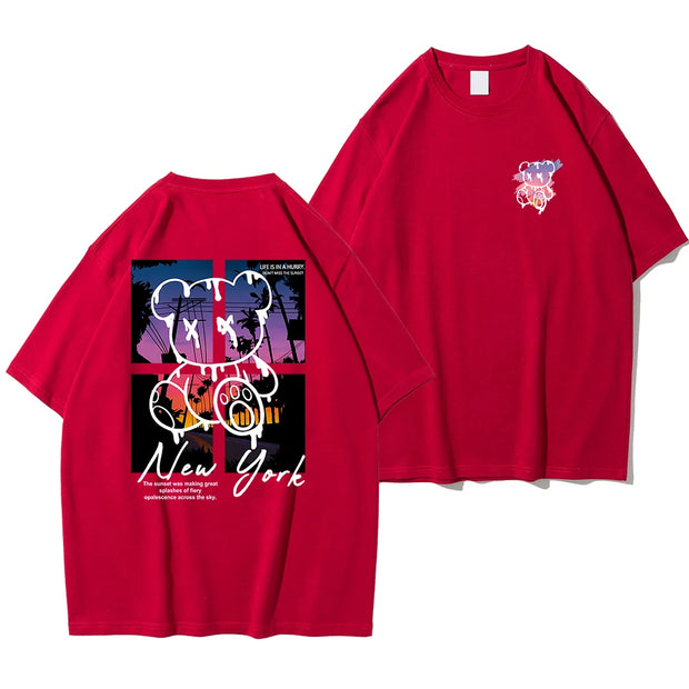 Cartoon Bear Sunset Tee