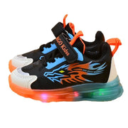 Fashion Girls' Sneaker 2025spring New Kids LED Light Shoes Anti Slip Boys Basketball Shoes Soft Soled Girls Casual Shoes Zapatos
