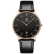 Men’s Minimalist Analog Watch – Date Display, Leather Strap, Fashion-Forward Simplicity