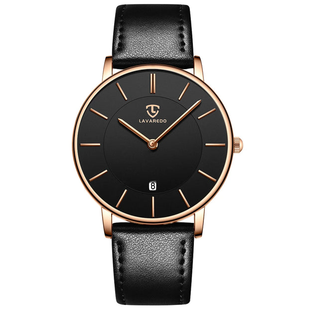 Men’s Minimalist Analog Watch – Date Display, Leather Strap, Fashion-Forward Simplicity