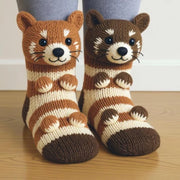A Pair of Adult Cute Animal Socks 3D Knitted Floor Socks for Fall & Winter Christmas Cozy & Warm Socks for Home & Outdoor