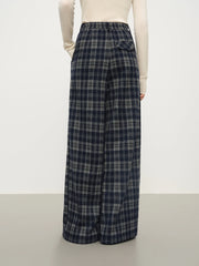 FSLE Retro Plaid Straight-Leg Casual Tros for Women Fall Winter 2025 New Arrival Petite-Friendly Casual Pants Commuting