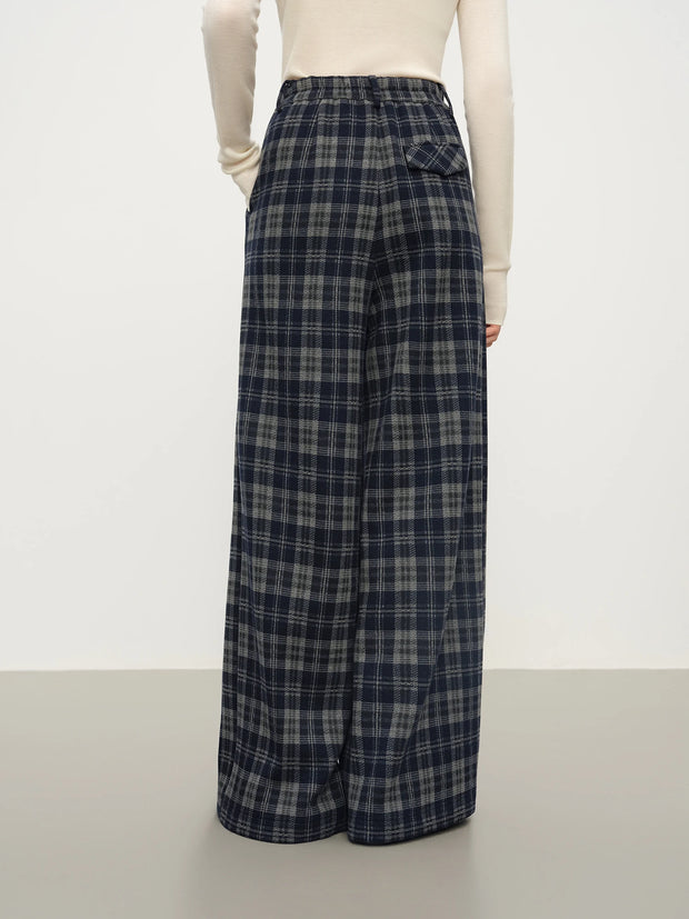 FSLE Retro Plaid Straight-Leg Casual Tros for Women Fall Winter 2025 New Arrival Petite-Friendly Casual Pants Commuting