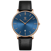 Men’s Minimalist Analog Watch – Date Display, Leather Strap, Fashion-Forward Simplicity