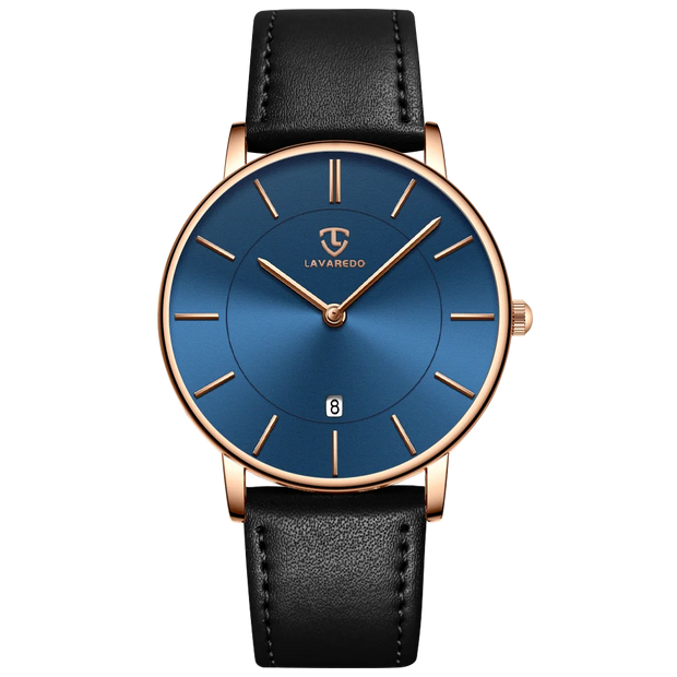 Men’s Minimalist Analog Watch – Date Display, Leather Strap, Fashion-Forward Simplicity