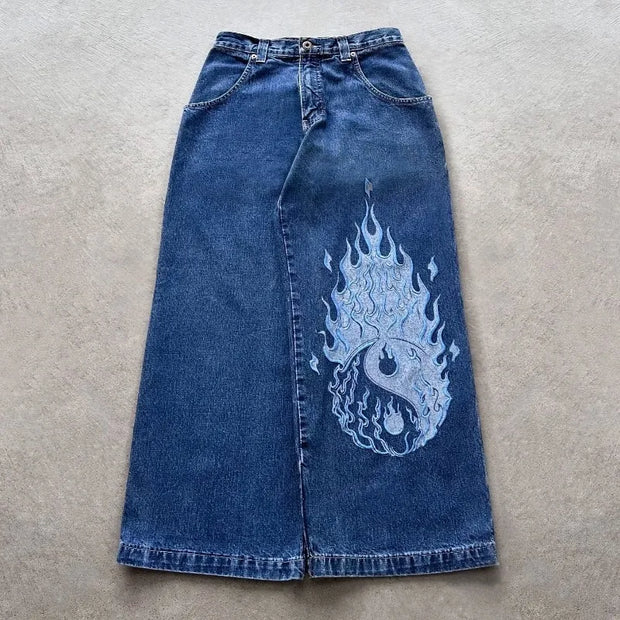 Y2K men Jeans Goth Printed graphic high quality Baggy jeans fashion Hip Hop streetwear men women Harajuku Casual wide leg jeans