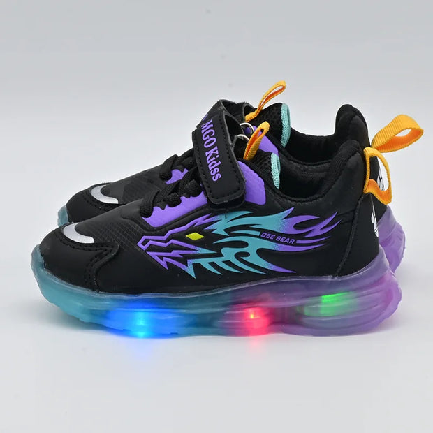 Fashion Girls' Sneaker 2025spring New Kids LED Light Shoes Anti Slip Boys Basketball Shoes Soft Soled Girls Casual Shoes Zapatos