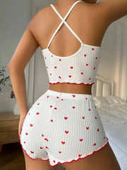 Heart Print Pajamas for Women 🌙