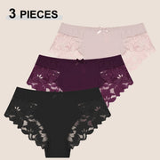 3PCS Women's Lace Seamless Panties – Low Rise, Breathable & Elegant Lingerie (S–XXL)