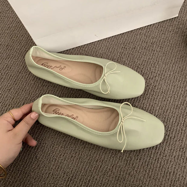 Fashion Shallow Women Ballet Flats Dance Shoes Casual Female Soft Footwear Butterfly-Knot Ladies Flats Slip On Shoes