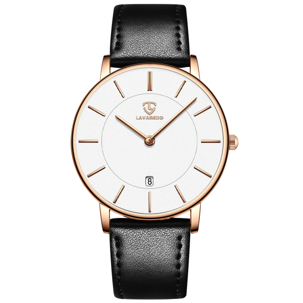 Men’s Minimalist Analog Watch – Date Display, Leather Strap, Fashion-Forward Simplicity