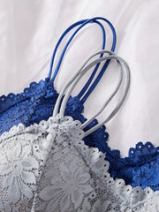 4PCS Women's Lace Lingerie Set – Non-Wire Bralette & Transparent Low-Rise Briefs