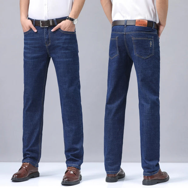 Men’s Summer Micro-Elastic Straight-Leg Denim Pants