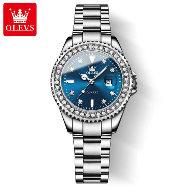 Women’s OLEVS Diamond Dial Stainless Steel Quartz Watch