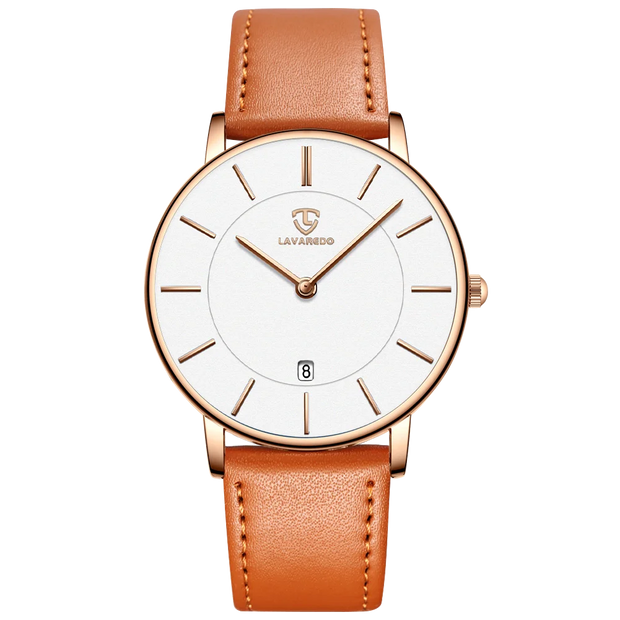 Men’s Minimalist Analog Watch – Date Display, Leather Strap, Fashion-Forward Simplicity