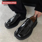 Maganda Split-Toe Tabi Loafers – Unisex Casual Leather Shoes with Thick Sole