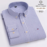 New Men Social Shirt Long Sleeve 100%Pure Cotton Oxford Soft Formal Male Clothes Oversized Pocket Shirt Men clothing S-7XL