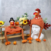Funny Cartoon Thanksgiving Plush Turkey Hat High-top Orange Halloween Cosplay Costume Handmade Thanksgiving Cap Holiday
