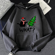 Autumn New Christmas Hoodies Cat&Christmas Tree Print Winter Hoodie Men Women Fashion Casual Sweatshirts Pullovers New Year Gift