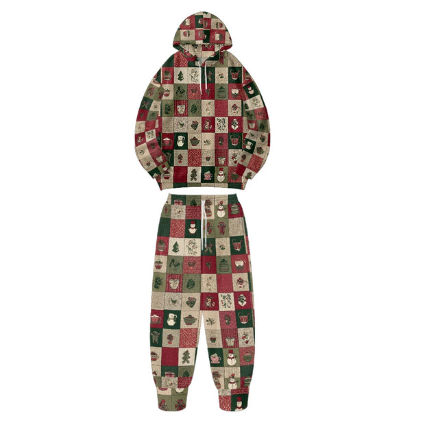 Festive Christmas Hoodies Pants with Holiday Patterns Santa Reindeer Snowman Trees Loungewear Holiday Season Gifts Fall Winter