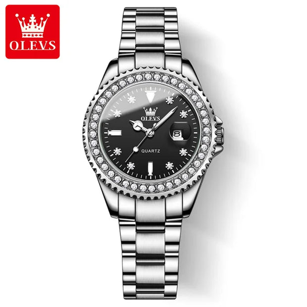 Women’s OLEVS Diamond Dial Stainless Steel Quartz Watch
