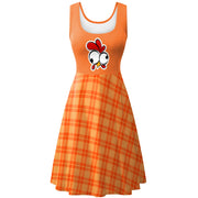 Nadanbao Funny Turkey Print Dress Summer U-neck Sleeveless Dresses Thanksgiving Family Party Women's Clothing Casual Lady Outfit