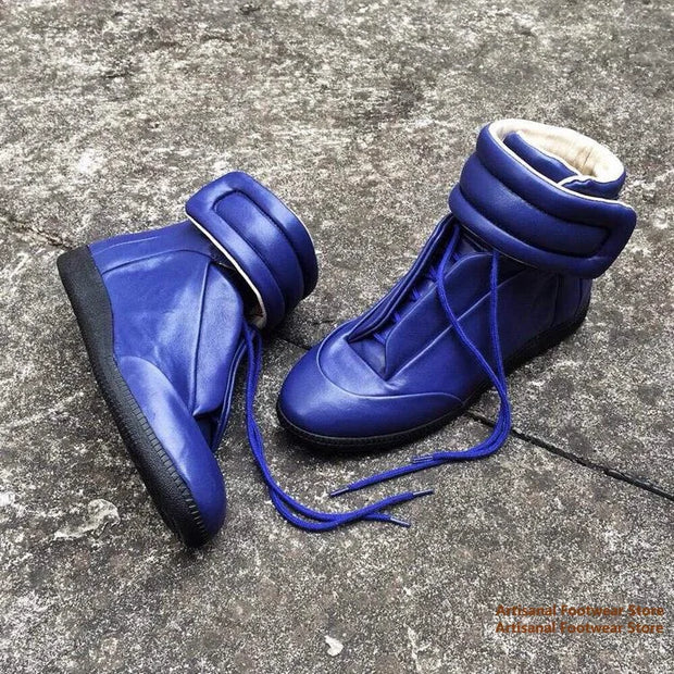 High-Top Sneaker for Men Designer Genuine Leather Outdoor Comfort Flat Trainers Ankle Boot Stylish Trendy Handmade Men Shoes