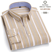 New Men Social Shirt Long Sleeve 100%Pure Cotton Oxford Soft Formal Male Clothes Oversized Pocket Shirt Men clothing S-7XL