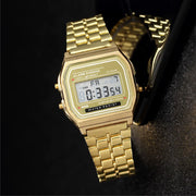 Women’s Elegant Gold & Silver Stainless Steel Digital Watch