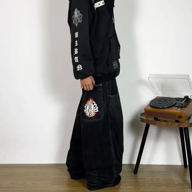 Y2K men Jeans Goth Printed graphic high quality Baggy jeans fashion Hip Hop streetwear men women Harajuku Casual wide leg jeans