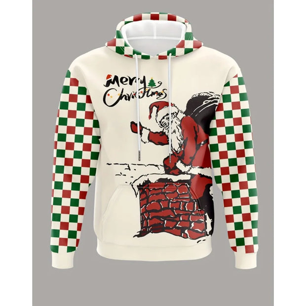 Men's Hooded Hoodies Prints Christmas Theme Santa Claus Graphic Sweatshirt Drawstring Long Sleeve Streetwear Tops Men's Clothing