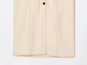 ETJ 2025 summer new TRAF women's elegant fashion waist pleated V-neck short-sleeved temperament denim MIDI dress