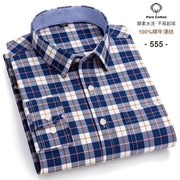 New Men Social Shirt Long Sleeve 100%Pure Cotton Oxford Soft Formal Male Clothes Oversized Pocket Shirt Men clothing S-7XL