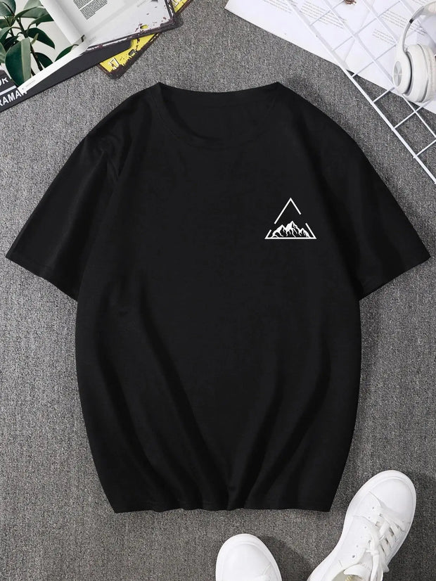 Mountain On Inspirationde Printing T-Shirt Men Oversized Cotton Summer Tshirt Breathable Loose O-Neck Tee Shirts Hip Hop Tees