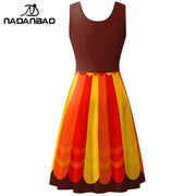 Nadanbao Funny Turkey Print Dress Summer U-neck Sleeveless Dresses Thanksgiving Family Party Women's Clothing Casual Lady Outfit