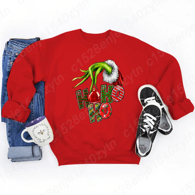 Cozy Christmas Sweatshirts, Women's Crew Neck Letter Print Sweatshirt for Fall & Winter, Casual Fashion Women Xmas Clothing