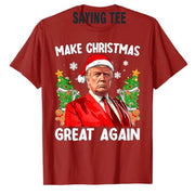 Make Christmas Great Again Funny Santa MAGA Men Xmas T-Shirt Novelty Gift Humorous Ugly Christmas Sweater Saying Tee Y2k Top