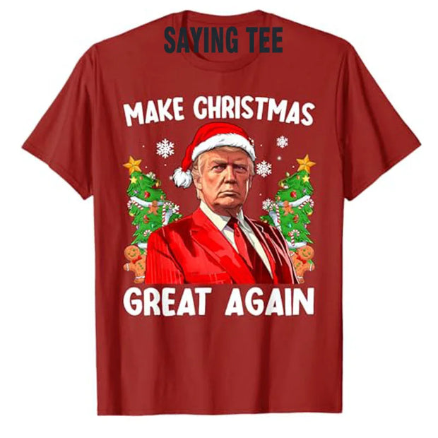 Make Christmas Great Again Funny Santa MAGA Men Xmas T-Shirt Novelty Gift Humorous Ugly Christmas Sweater Saying Tee Y2k Top