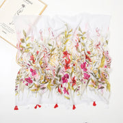 Womens Fashion Print Scarf  Wrap Shawls Retro Soft Floral Tassel Scarves