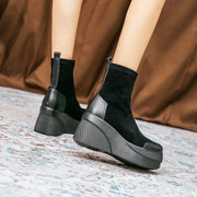 Women's Boots 2022 Autumn Winter Botines Chelsea Short Platform Shoes Chunky Elegant Ankle Black  and Low Price