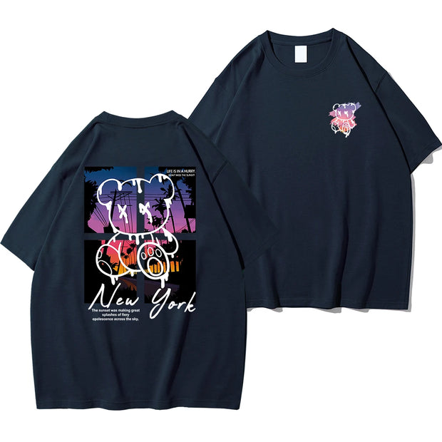Cartoon Bear Sunset Tee