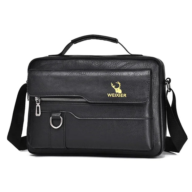 WEIXIER Men's PU Leather Crossbody Messenger Bag – Sleek, Spacious & Versatile