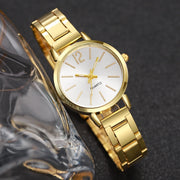 Women’s Elegant Steel Strap Quartz Watch & Love Bracelet Set
