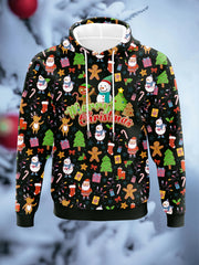 Men's Hooded Hoodies Prints Christmas Theme Santa Claus Graphic Sweatshirt Drawstring Long Sleeve Streetwear Tops Men's Clothing