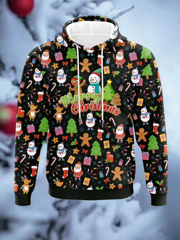 Men's Hooded Hoodies Prints Christmas Theme Santa Claus Graphic Sweatshirt Drawstring Long Sleeve Streetwear Tops Men's Clothing
