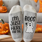Halloween Socks I'm Just Here for The Boos Ghost Drinking Socks Boozy Fall Gift Costume Colleague Wine Lover Party Photo Props