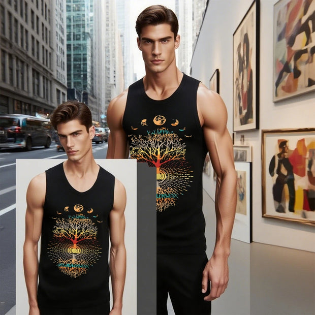 Men's Cotton Sleeveless Fitness Vest – Wide Shoulder, Slim Fit, Solid Color (Pack)