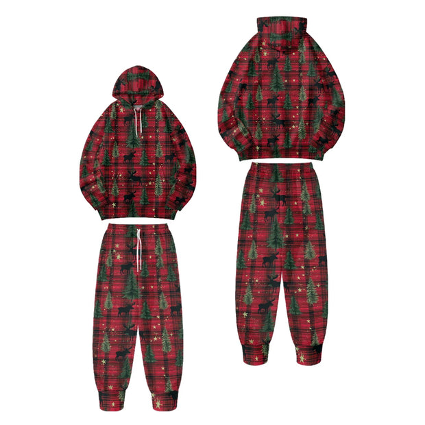 Festive Christmas Hoodies Pants with Holiday Patterns Santa Reindeer Snowman Trees Loungewear Holiday Season Gifts Fall Winter