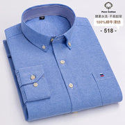 New Men Social Shirt Long Sleeve 100%Pure Cotton Oxford Soft Formal Male Clothes Oversized Pocket Shirt Men clothing S-7XL